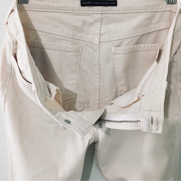 J Brand Christopher Kane Pink Lace Embellished Frayed Hem Jeans Straight Leg 30 - Picture 10 of 11